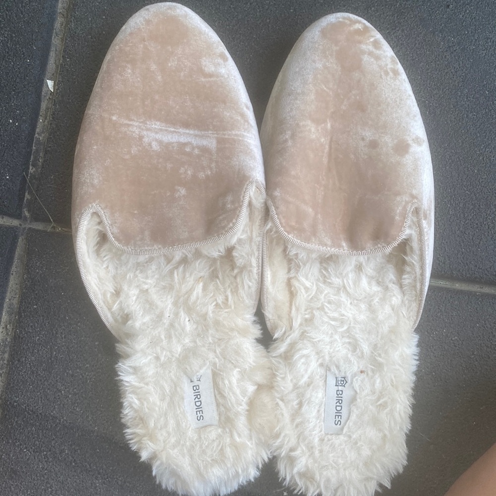 Birdies, light, pink velvet mule